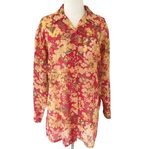 vtg CHRISTIAN DIOR Floral print blouse sz 2 M Oversized